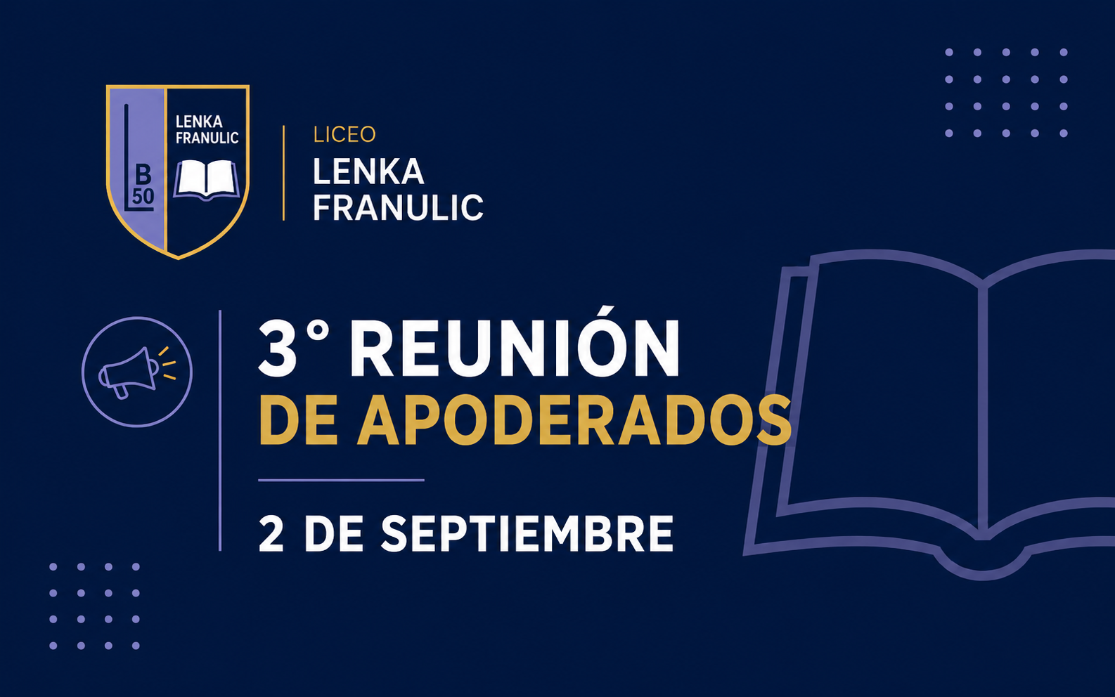 Aviso de 3° reunión de apoderados del 2 de septiembre de 2026